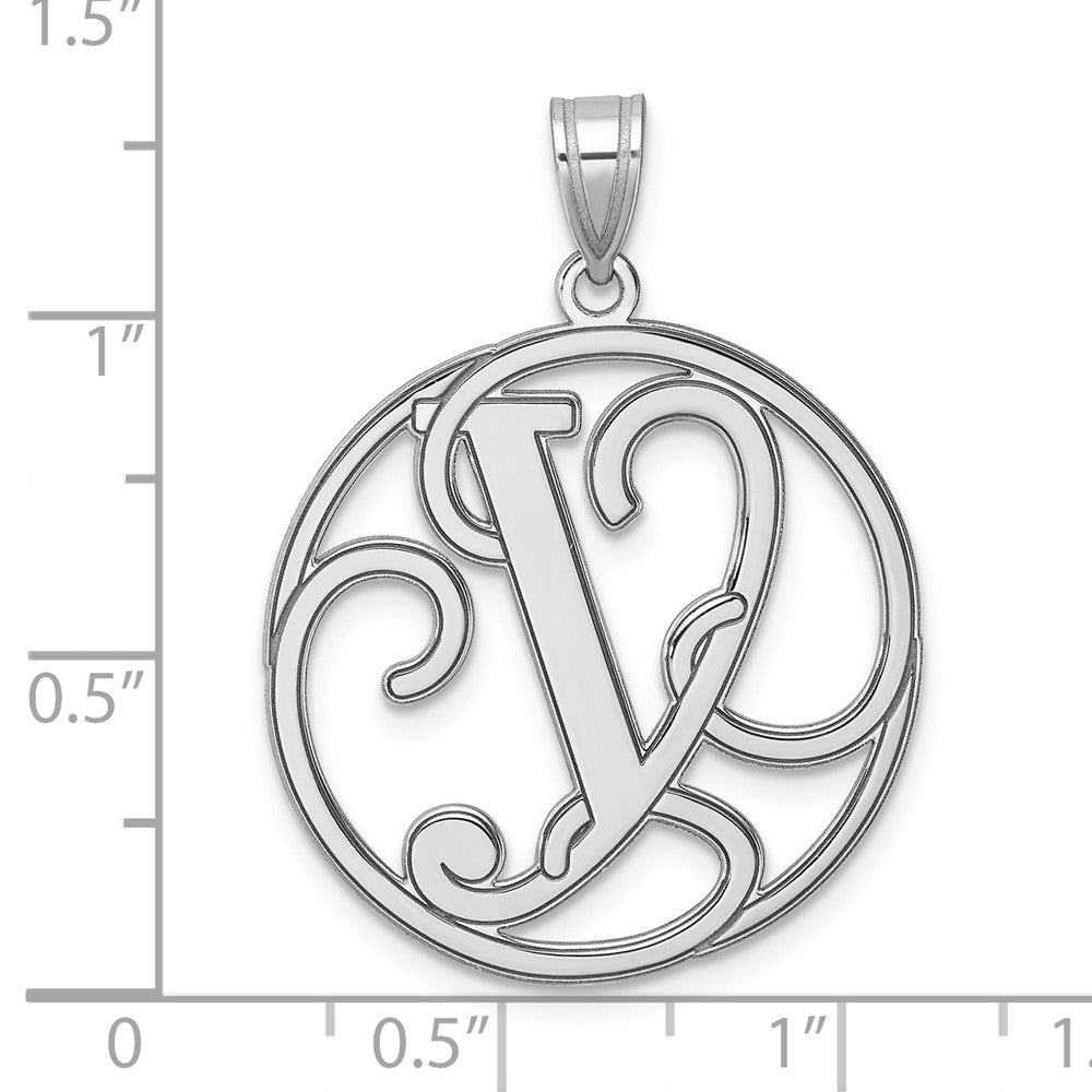 Groß Sterlingsilber Rhodiniert Fantasie Schreibschrift Buchstabe Y Initiale Anhänger