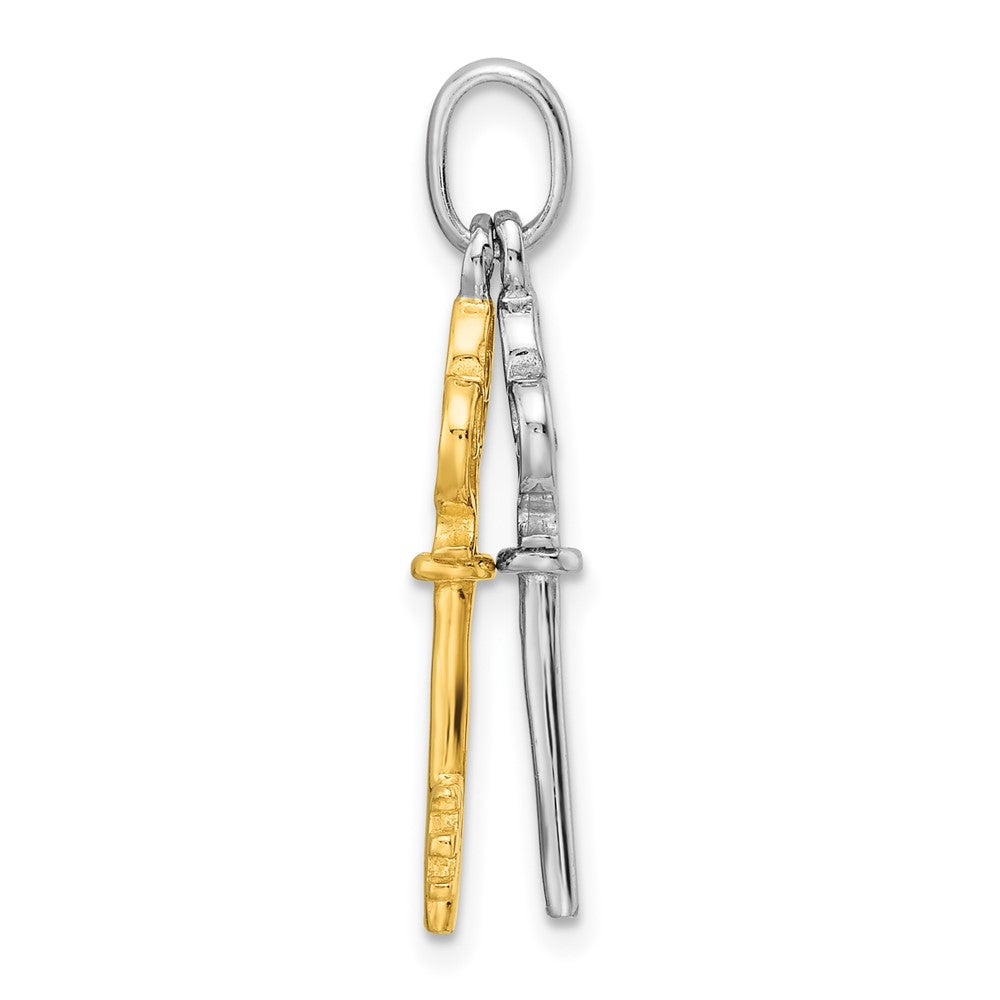 Sterlingsilber Rhodium und Goldfarben 2 Stück Hängend Key Anhänger