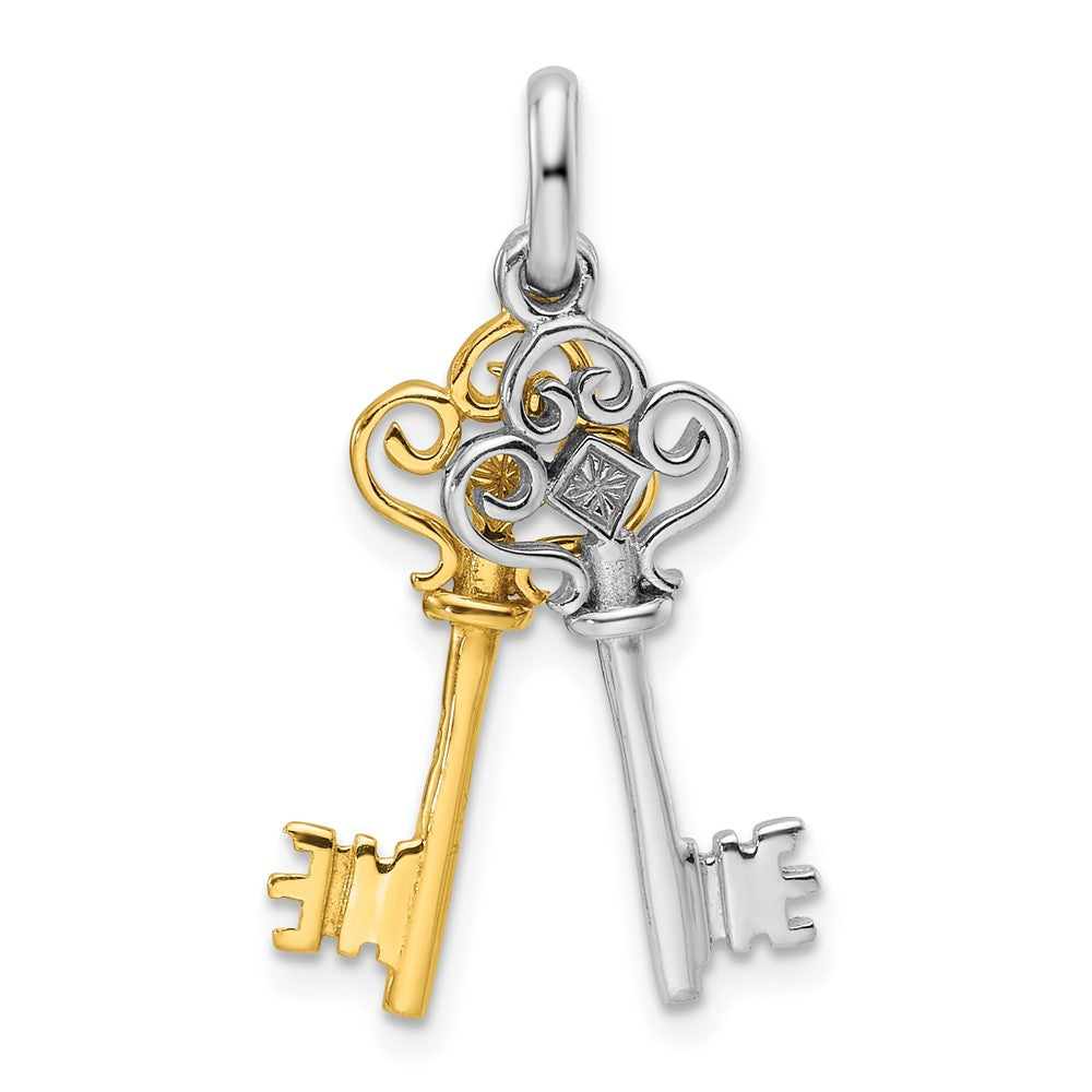 Sterlingsilber Rhodium und Goldfarben 2 Stück Hängend Key Anhänger