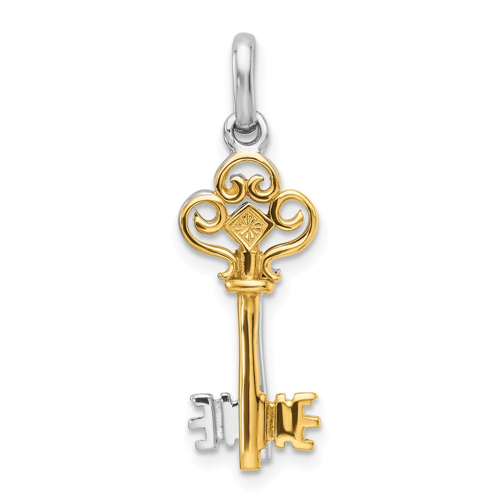 Sterlingsilber Rhodium und Goldfarben 2 Stück Hängend Key Anhänger
