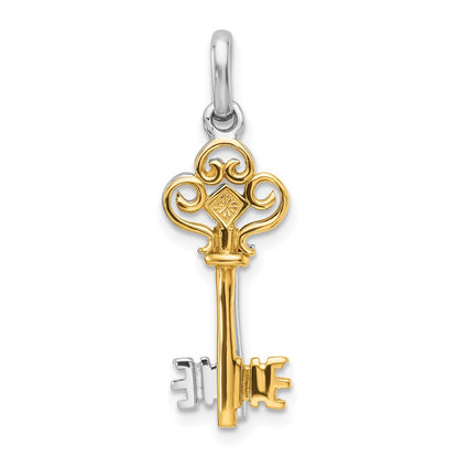 Sterlingsilber Rhodium und Goldfarben 2 Stück Hängend Key Anhänger