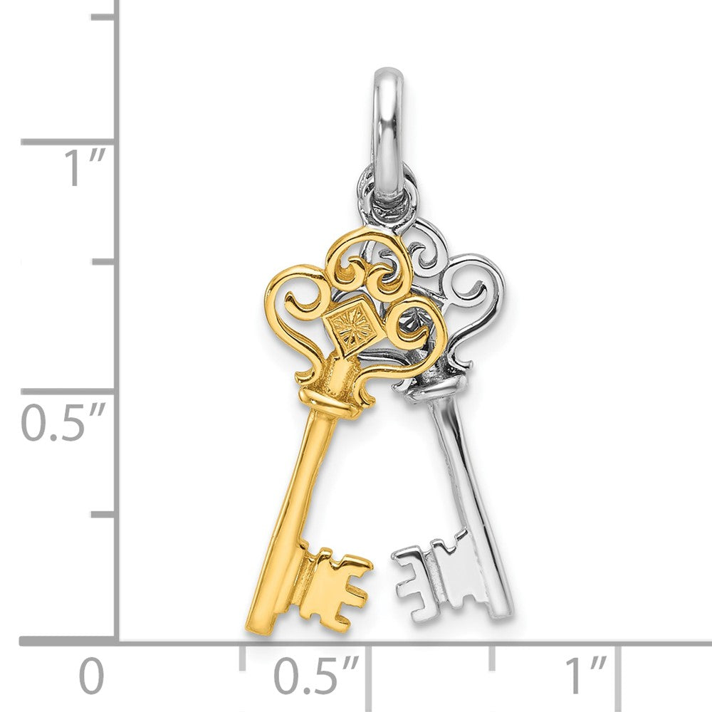 Sterlingsilber Rhodium und Goldfarben 2 Stück Hängend Key Anhänger