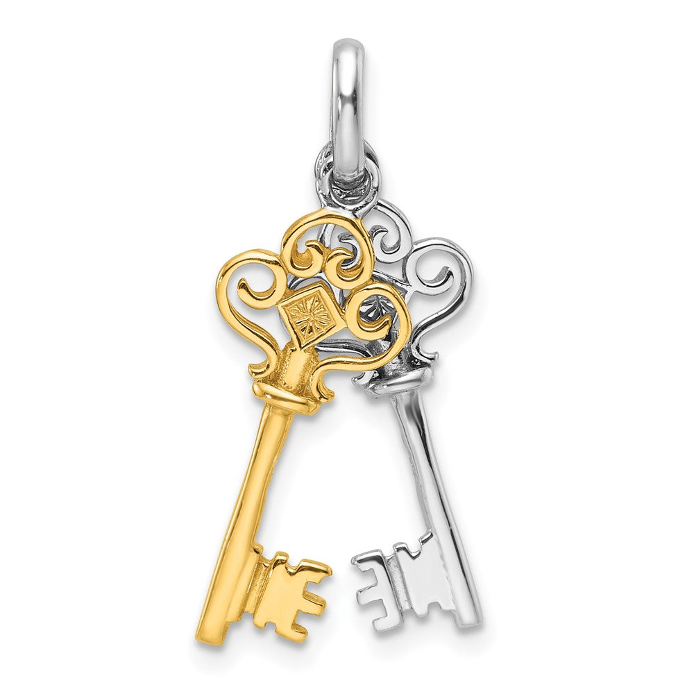 Sterlingsilber Rhodium und Goldfarben 2 Stück Hängend Key Anhänger