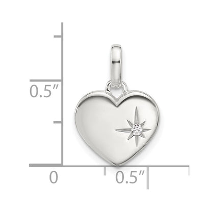 Sterlingsilber E-coated Zirkonia Herz Anhänger