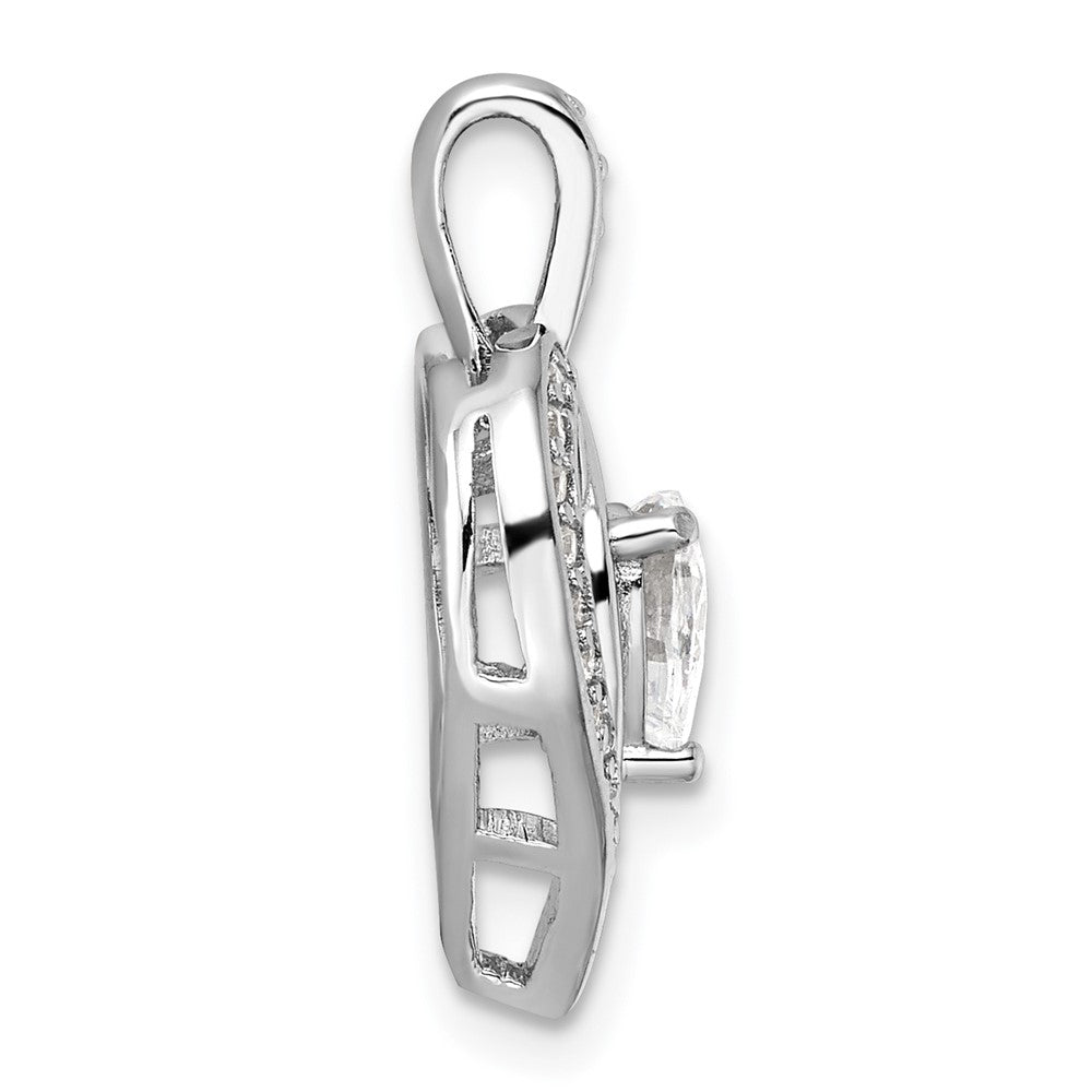 Sterlingsilber Rhodiniert Zirkonia Herz Anhänger