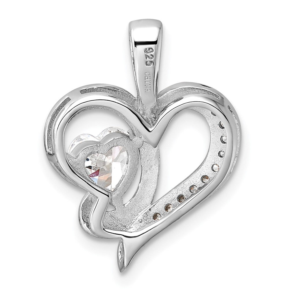 Sterlingsilber Rhodiniert Zirkonia Herz Anhänger