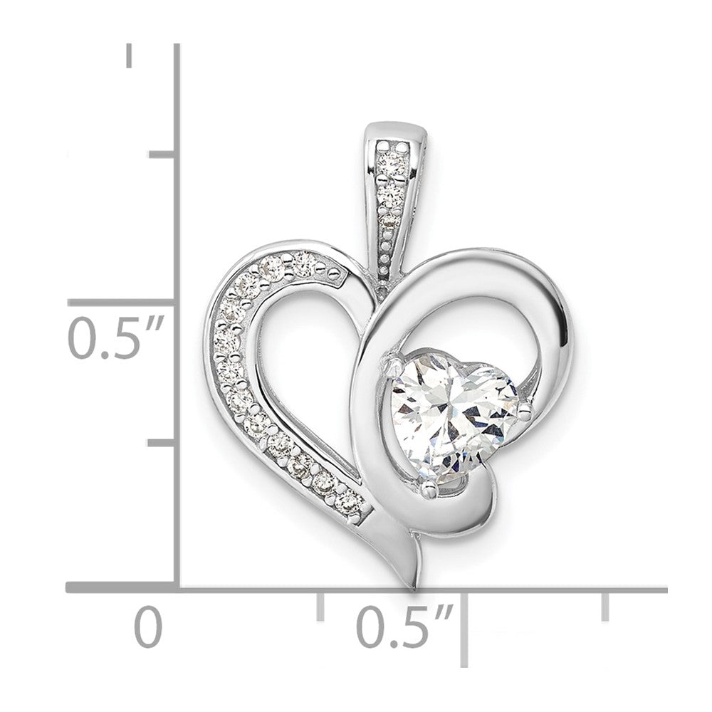 Sterlingsilber Rhodiniert Zirkonia Herz Anhänger