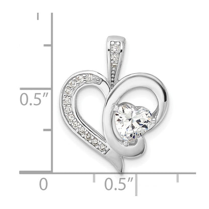 Sterlingsilber Rhodiniert Zirkonia Herz Anhänger