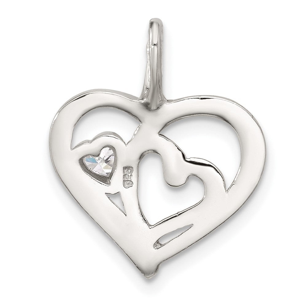 Sterlingsilber E-coat und Roséfarben Zirkonia Herzen Anhänger