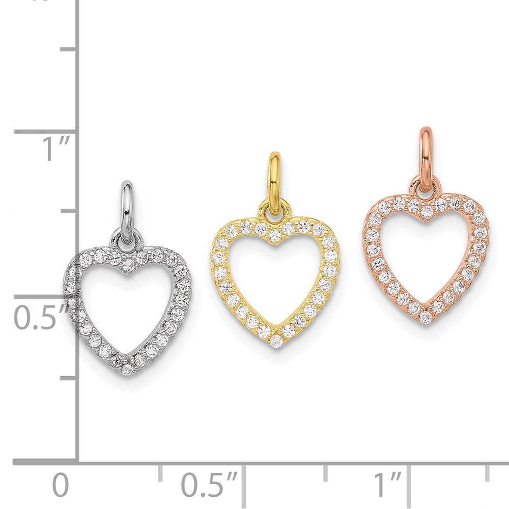 Sterlingsilber Rhodiniert Gold und Roséfarben Zirkonia 3 Herzen Anhänger