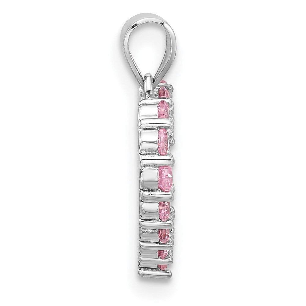 Sterlingsilber Rhodiniert Rosa Zirkonia Herz Anhänger