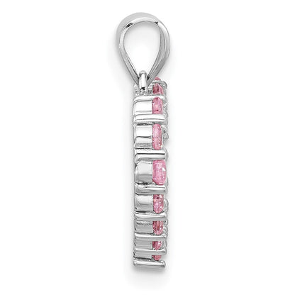 Sterlingsilber Rhodiniert Rosa Zirkonia Herz Anhänger