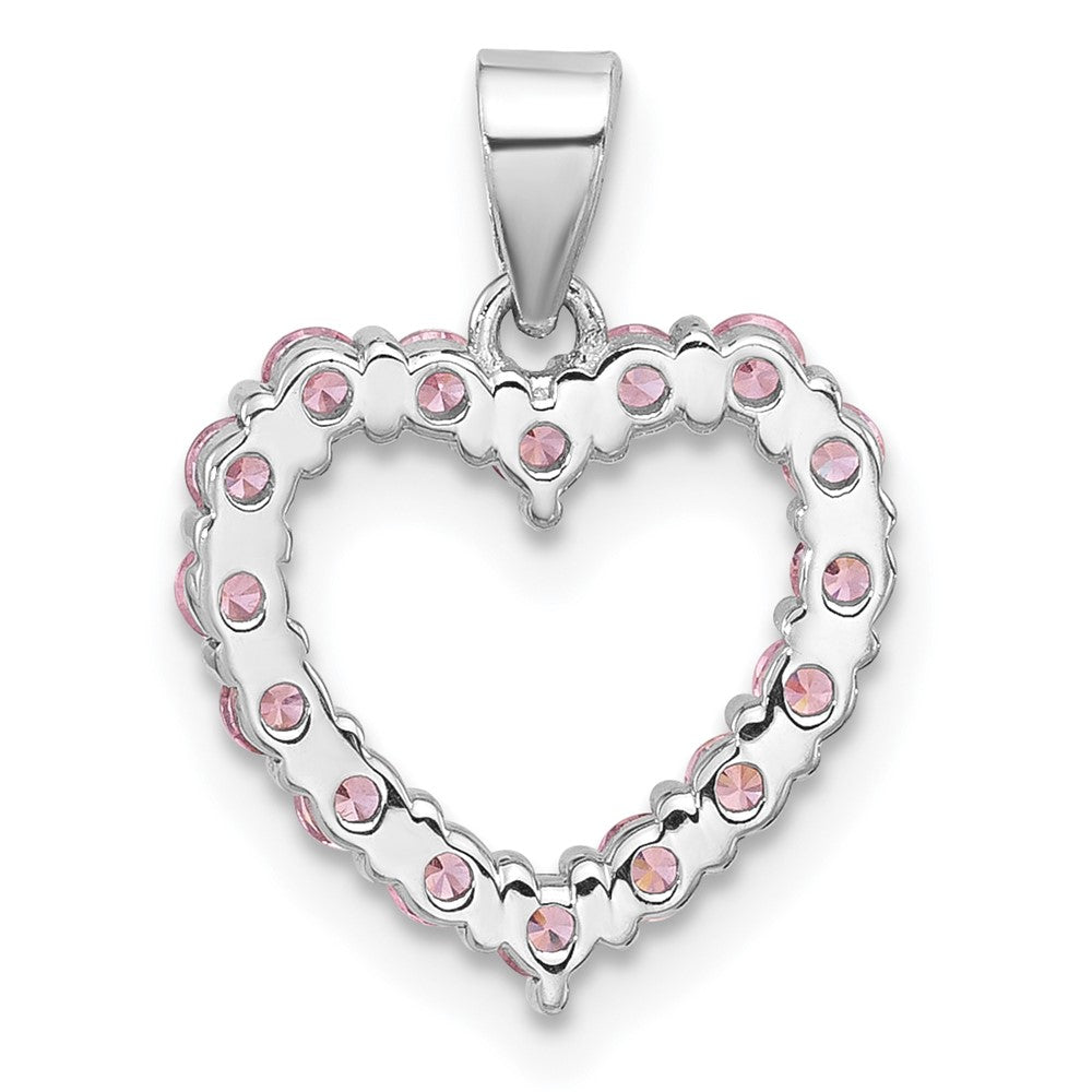 Sterlingsilber Rhodiniert Rosa Zirkonia Herz Anhänger