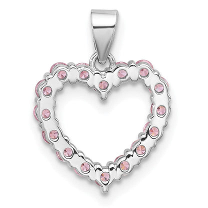 Sterlingsilber Rhodiniert Rosa Zirkonia Herz Anhänger