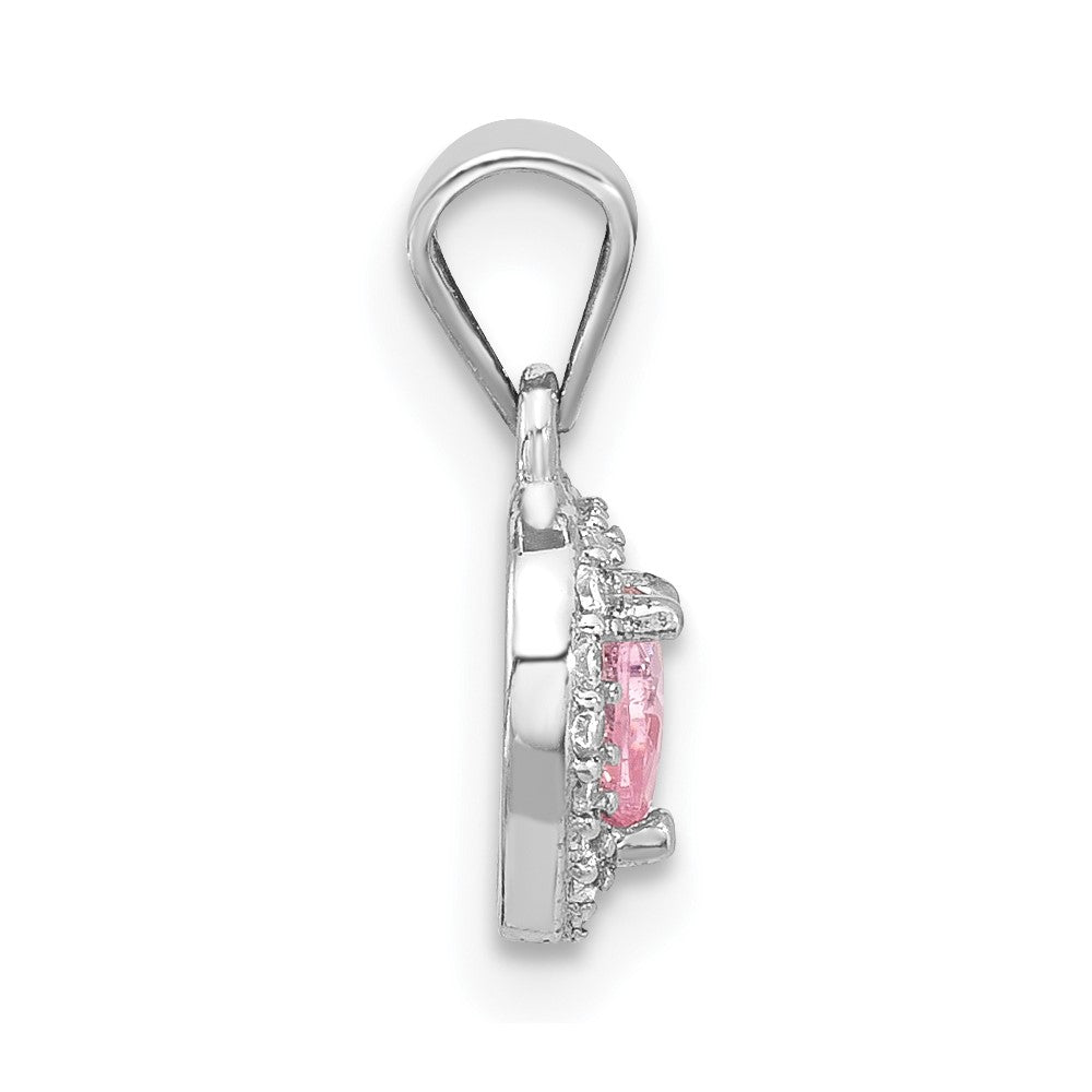 Sterlingsilber Rhodiniert Klar und Rosa Zirkonia Herz Anhänger