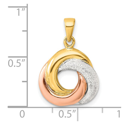 Sterlingsilber mit Rose und Goldfarben Lasergraviert Texture Knoten Anhänger