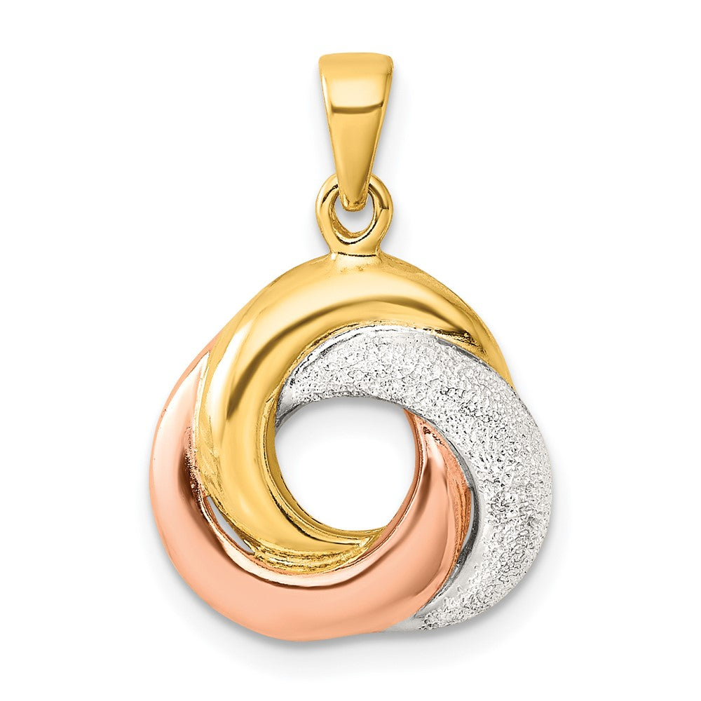 Sterlingsilber mit Rose und Goldfarben Lasergraviert Texture Knoten Anhänger