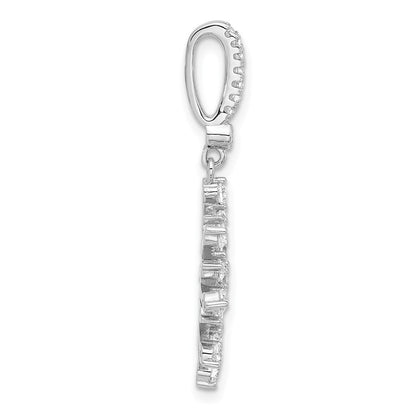 Sterlingsilber Rhodiniert Zirkonia Schneeflocke Anhänger