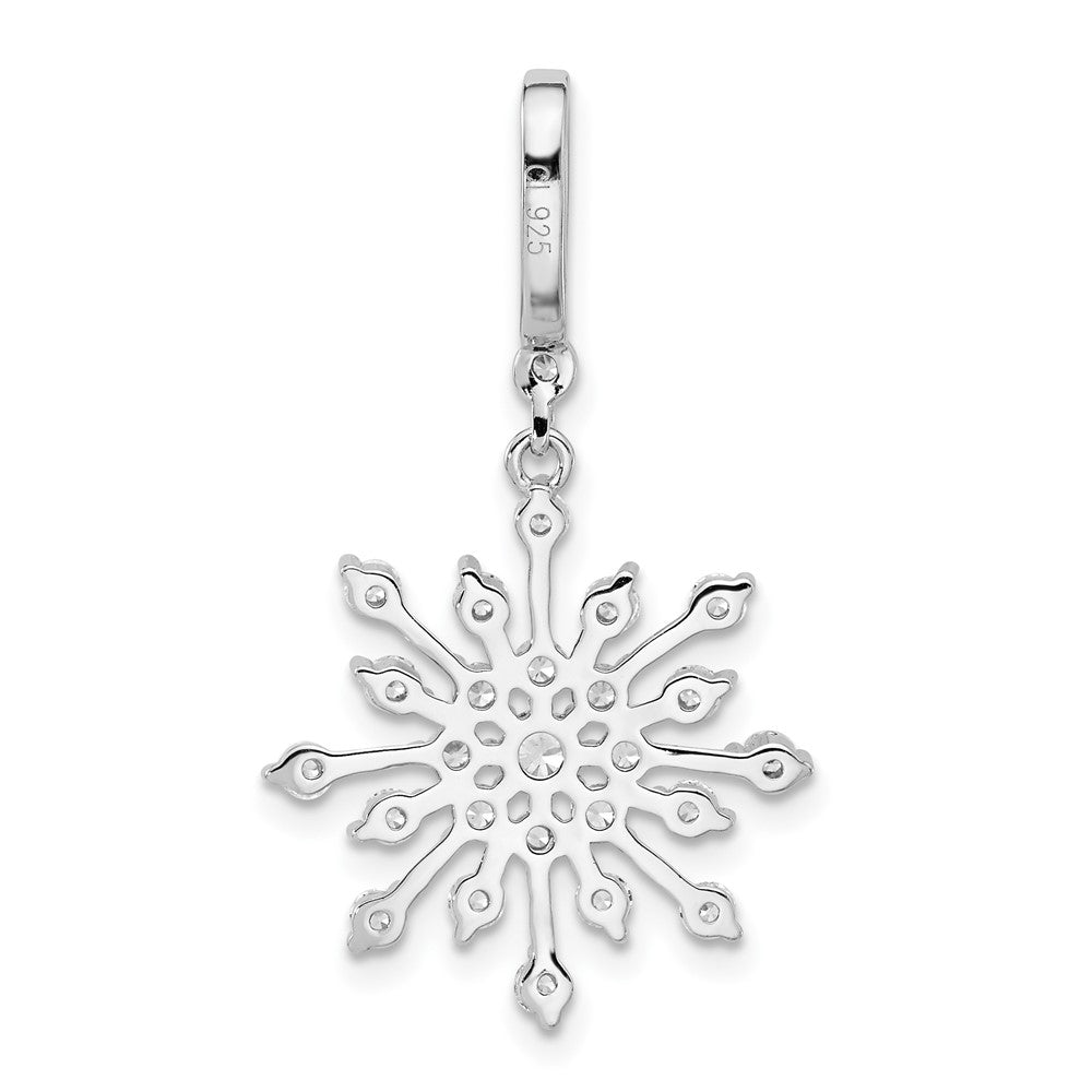 Sterlingsilber Rhodiniert Zirkonia Schneeflocke Anhänger