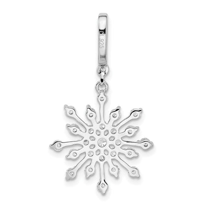 Sterlingsilber Rhodiniert Zirkonia Schneeflocke Anhänger