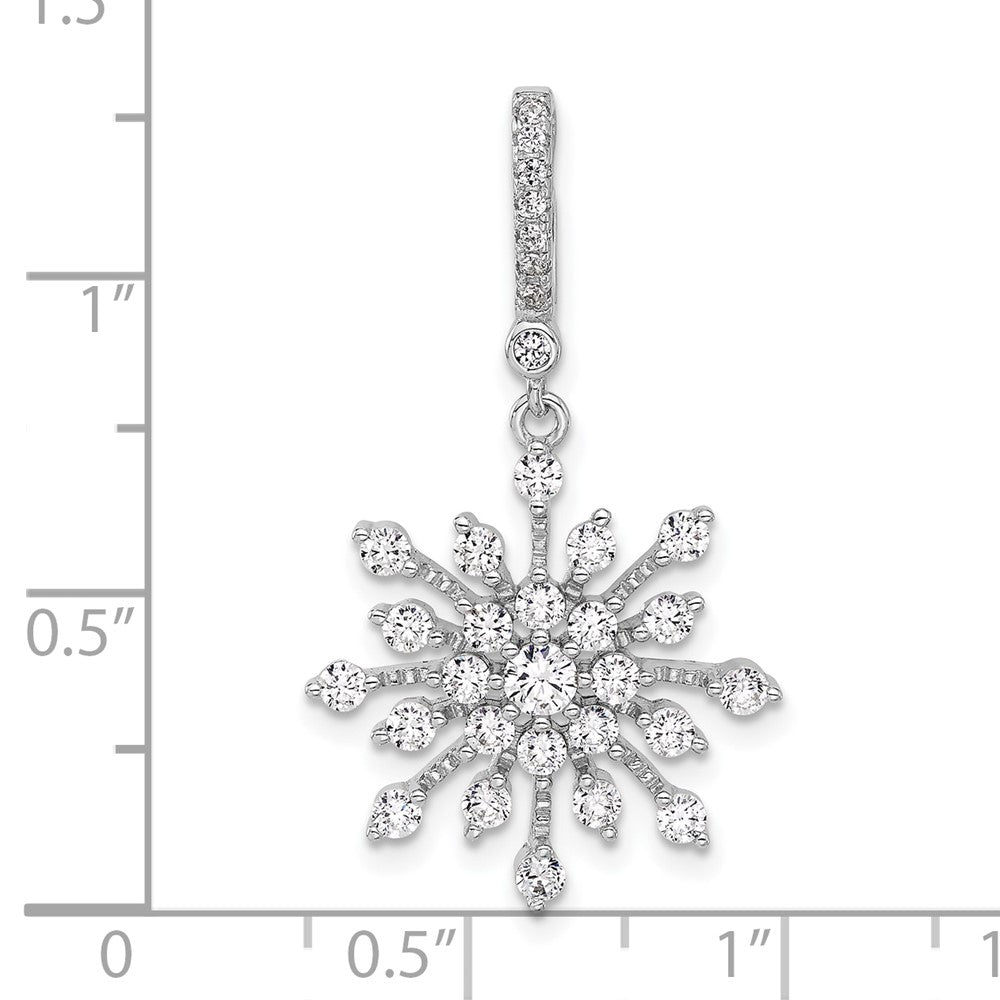 Sterlingsilber Rhodiniert Zirkonia Schneeflocke Anhänger