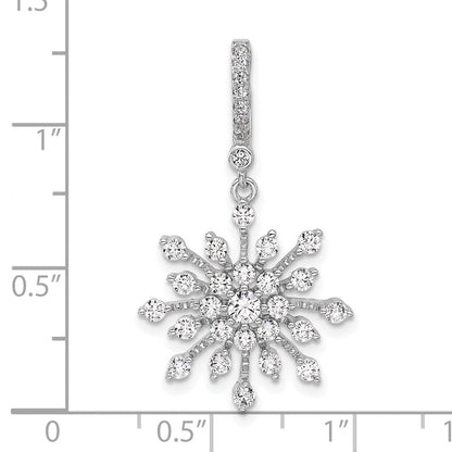 Sterlingsilber Rhodiniert Zirkonia Schneeflocke Anhänger