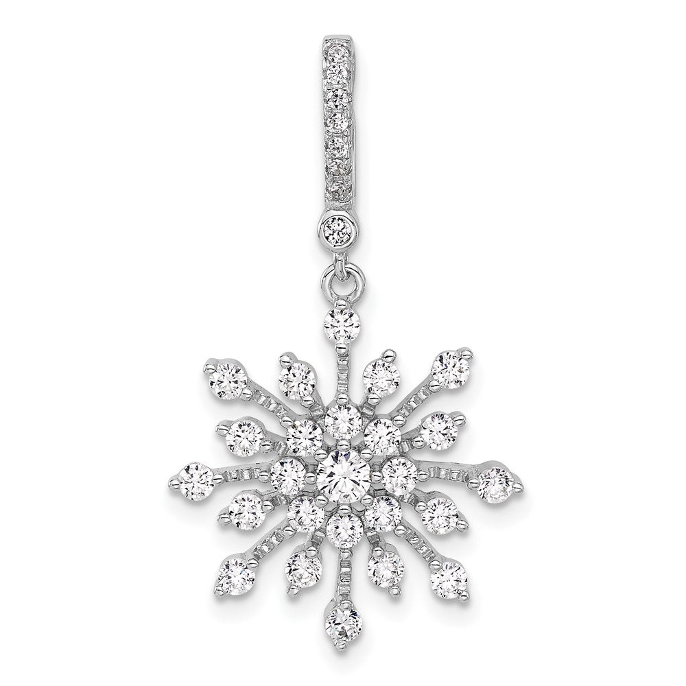 Sterlingsilber Rhodiniert Zirkonia Schneeflocke Anhänger