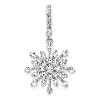 Sterlingsilber Rhodiniert Zirkonia Schneeflocke Anhänger