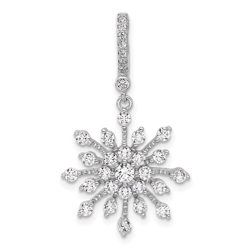 Sterlingsilber Rhodiniert Zirkonia Schneeflocke Anhänger