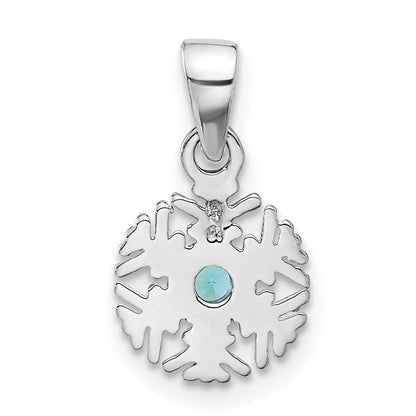 Sterlingsilber Rhodiniert Aqua Zirkonia Schneeflocke Anhänger