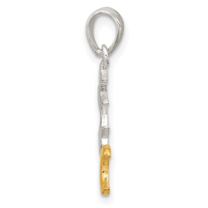 Sterlingsilber E-coat und Goldfarben Stern und Mond Anhänger