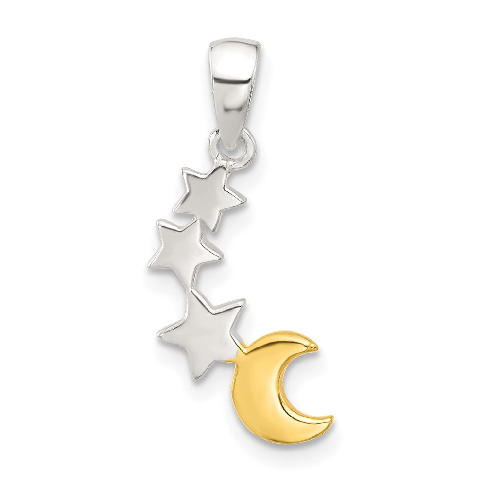 Sterlingsilber E-coat und Goldfarben Stern und Mond Anhänger