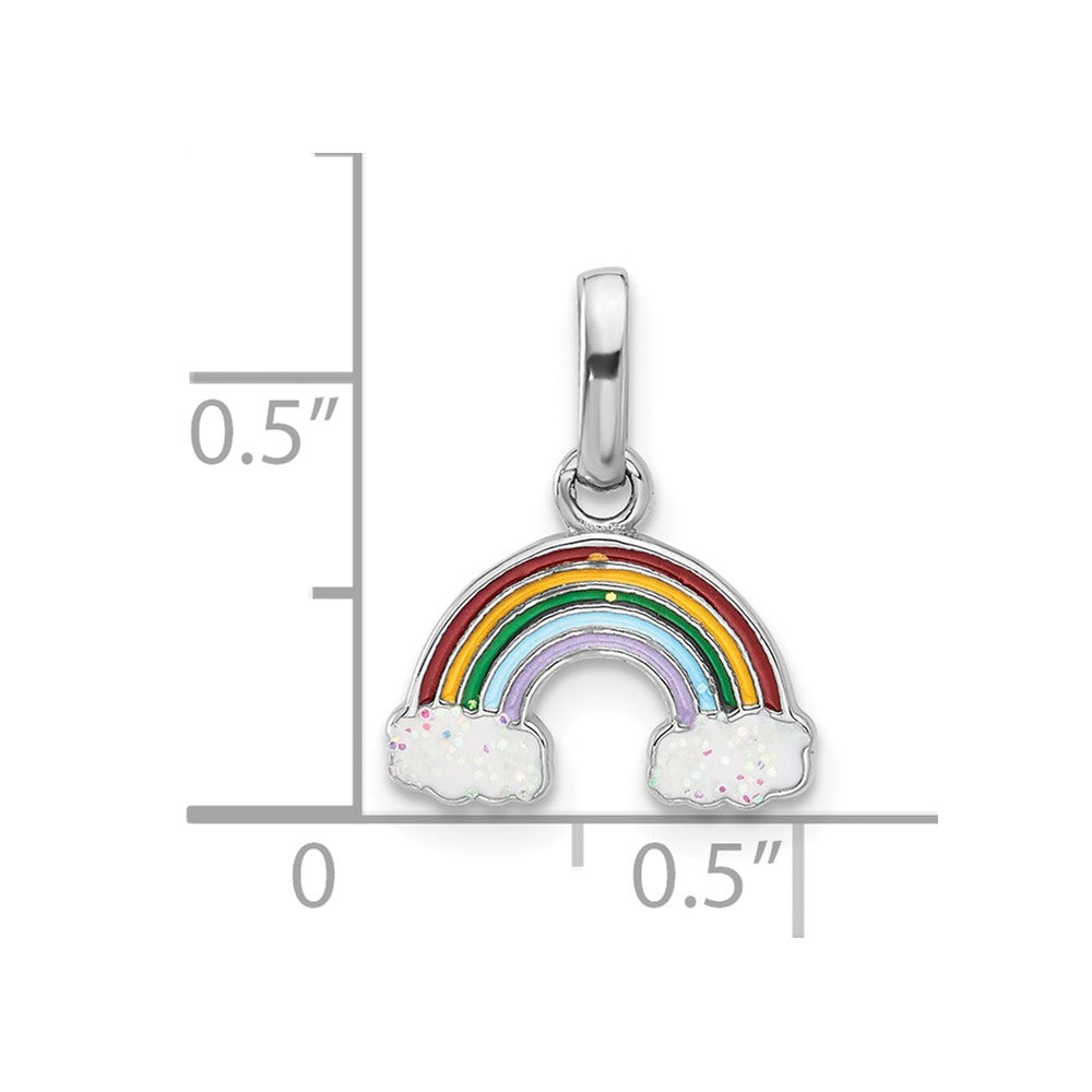 Sterlingsilber Rhodiniert Emailliert Glitzer Regenbogen Anhänger