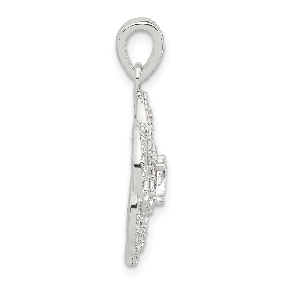 Sterlingsilber E-coated Zirkonia Blume Anhänger