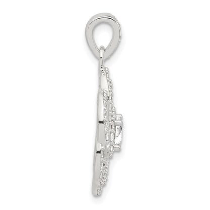 Sterlingsilber E-coated Zirkonia Blume Anhänger