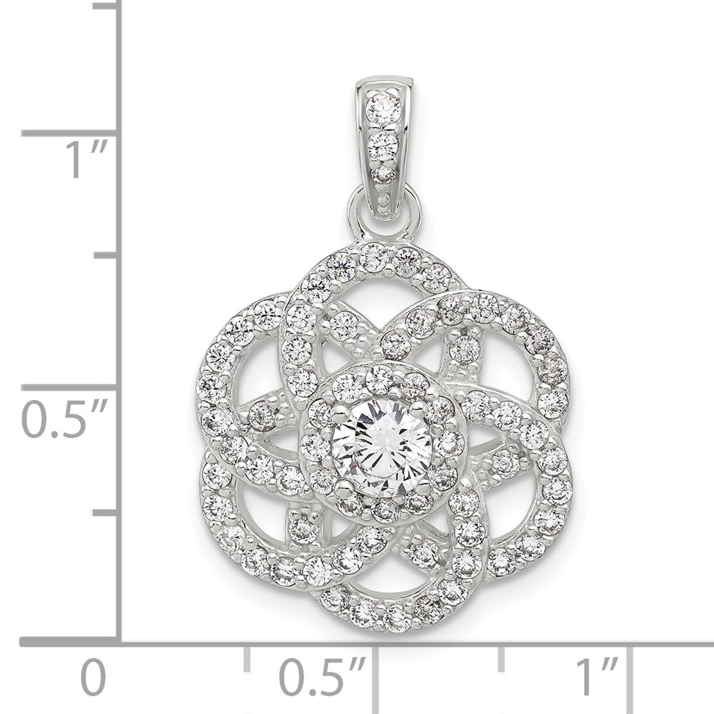 Sterlingsilber E-coated Zirkonia Blume Anhänger