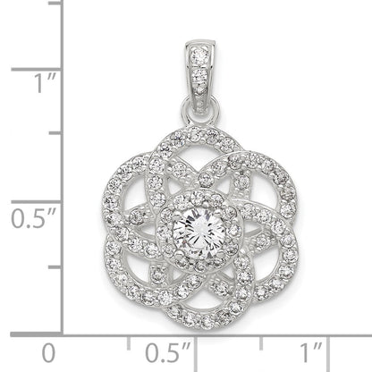 Sterlingsilber E-coated Zirkonia Blume Anhänger
