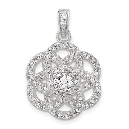 Sterlingsilber E-coated Zirkonia Blume Anhänger
