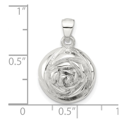 Sterlingsilber Poliert Strukturiert Gewölbt Blume Anhänger