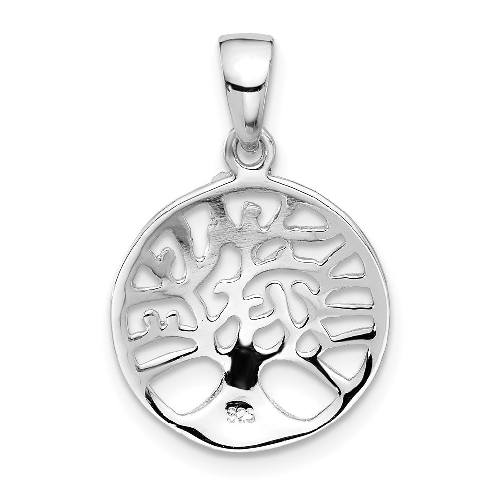 Sterlingsilber Rhodiniert Rund Baum Of Leben Anhänger