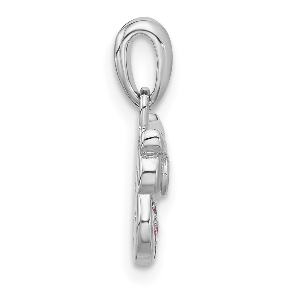 Sterlingsilber Rhodiniert Rosa/black Zirkonia Eule Anhänger