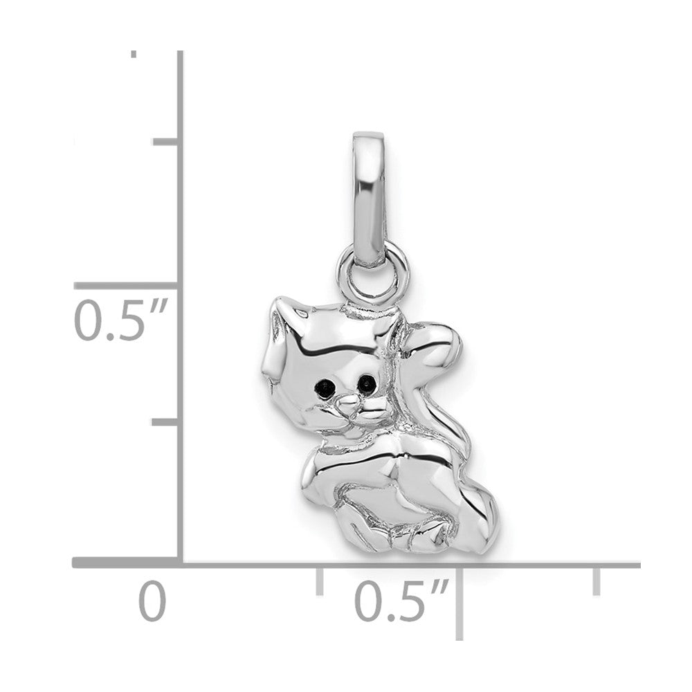 Sterlingsilber Rhodiniert Emailliert Katze Charm Anhänger