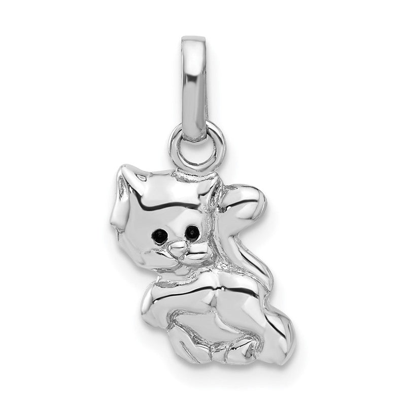 Sterlingsilber Rhodiniert Emailliert Katze Charm Anhänger