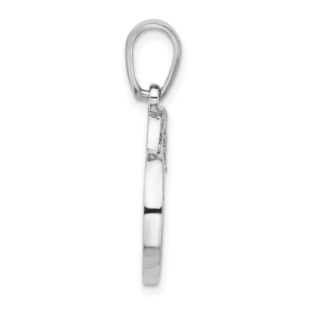 Sterlingsilber Rhodiniert Emaille Zirkonia Paw Immer in My Herz Anhänger