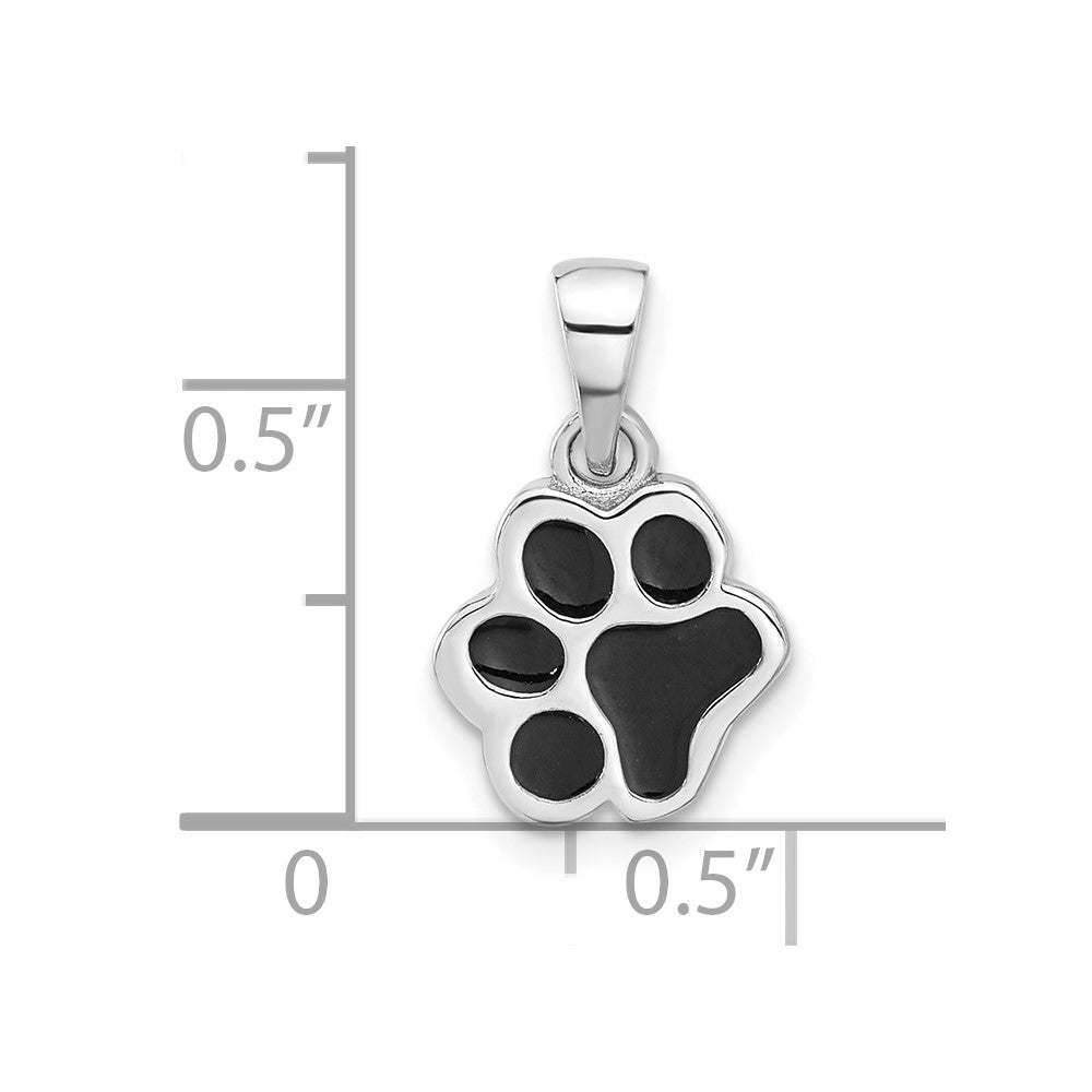 Sterlingsilber Rhodiniert Emailliert Hund Paw Anhänger