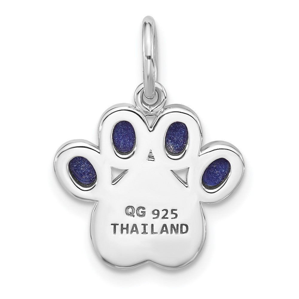 Sterlingsilber Rhodiniert Lapis Lazuli Emaille Paw Druck Anhänger