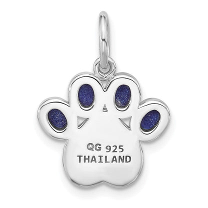 Sterlingsilber Rhodiniert Lapis Lazuli Emaille Paw Druck Anhänger