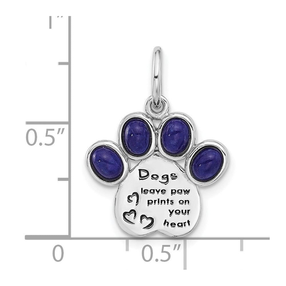 Sterlingsilber Rhodiniert Lapis Lazuli Emaille Paw Druck Anhänger