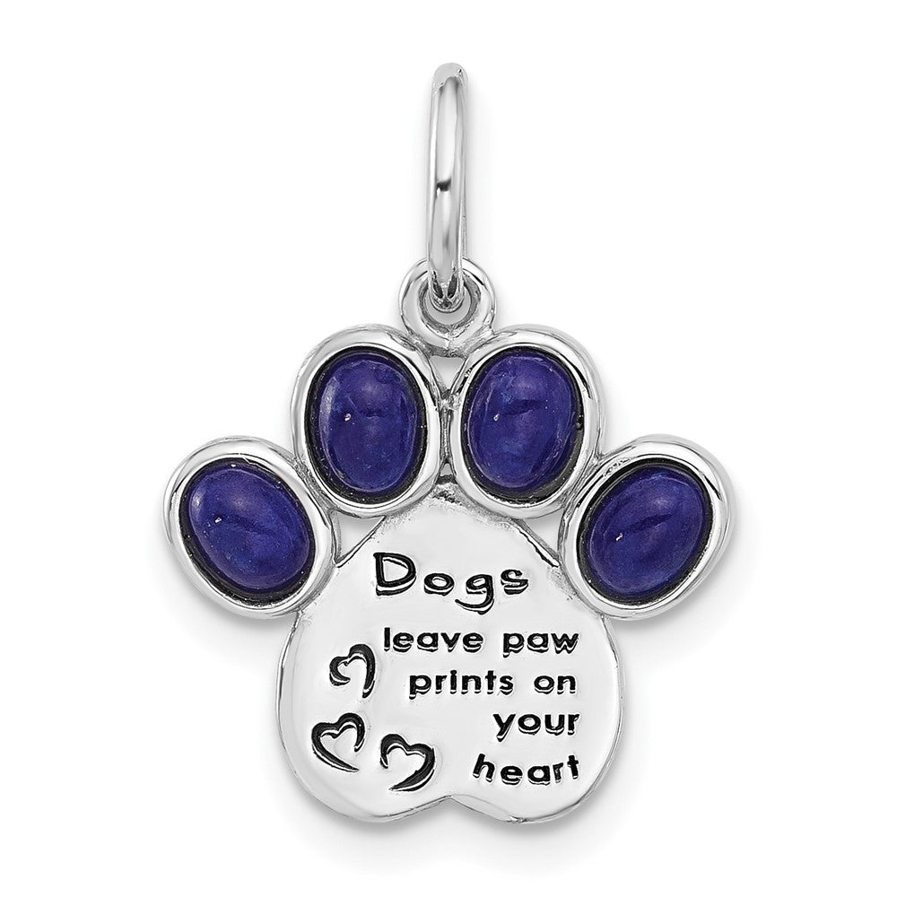Sterlingsilber Rhodiniert Lapis Lazuli Emaille Paw Druck Anhänger