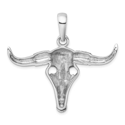 Sterlingsilber Rhodiniert Antikisiert Bull Totenkopf Anhänger